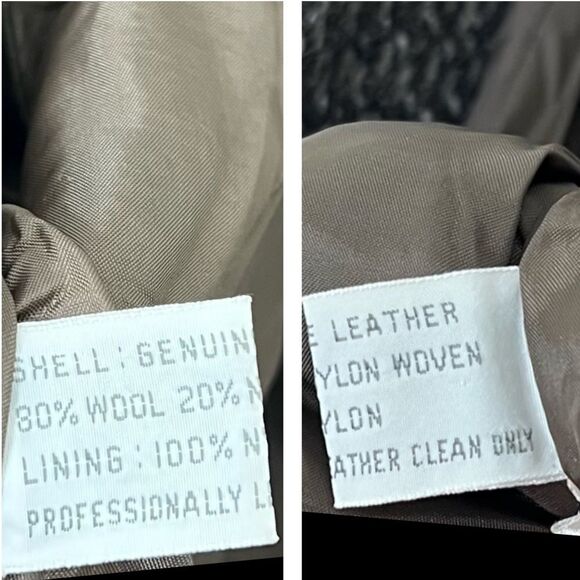 Vintage Laurice 80’s Bomber Jacket Brown Leather Wool Sweater Sleeves Size L - Picture 14 of 15